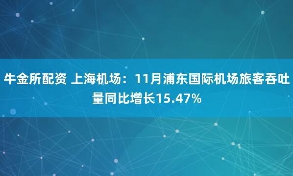 牛金所配资 上海机场：11月浦东国际机场旅客吞吐量同比增长15.47%